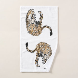 Aquarell-Leopard-Dschungelkatze gemaltes Tier grün Handtuch