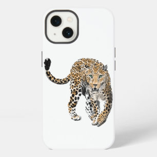 Aquarell-Leopard-Dschungelkatze gemaltes Tier grün iPhone 13 Hülle