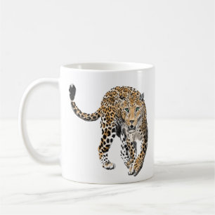 Aquarell-Leopard-Dschungelkatze gemaltes Tier grün Kaffeetasse