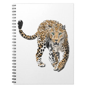 Aquarell-Leopard-Dschungelkatze gemaltes Tier grün Notizblock