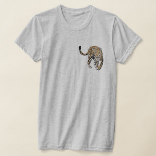 Aquarell-Leopard-Dschungelkatze gemaltes Tier grün T-Shirt