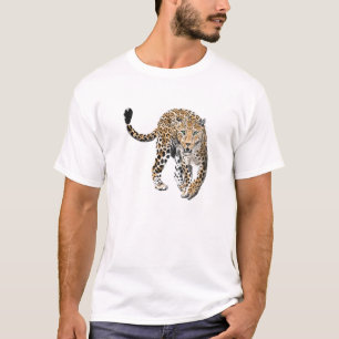 Aquarell-Leopard-Dschungelkatze gemaltes Tier grün T-Shirt