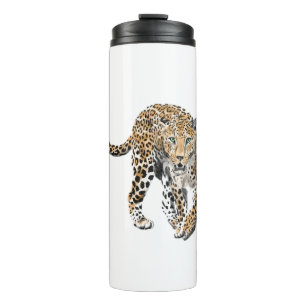 Aquarell-Leopard-Dschungelkatze gemaltes Tier grün Thermosbecher