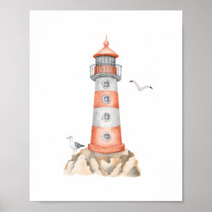 Aquarell-Leuchtturm Süßes Poster