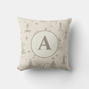Aquarell-Leuchtturm-Toile-Kinderzimmer   Monogramm Kissen