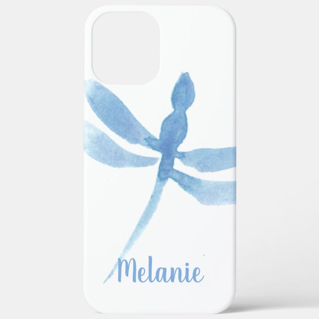 Aquarell Libelle Blau Monogrammiert  Case-Mate iPhone Hülle (Rückseite)