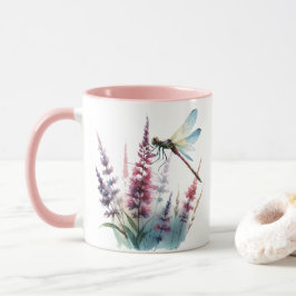 Aquarell-Libelle Wildblume Pink Ästhetik Tasse
