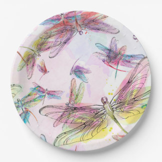 Aquarell-Libellen-Pappteller Pappteller
