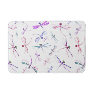 Aquarell-Libellen-rosa Lavendel-blaues Weiß Badematte
