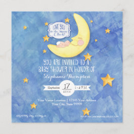 Aquarell Liebe Auf dem Mond Babydusche Einladung