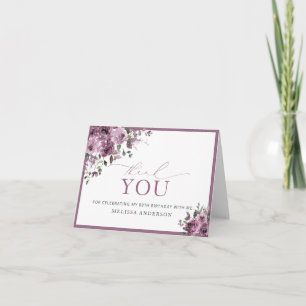 Aquarell lila Blumen 80. Geburtstag Danke