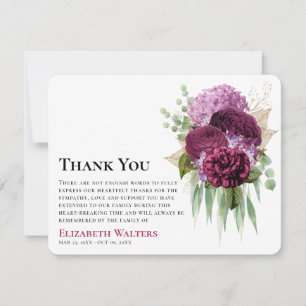 Aquarell lila Blumen & Eukalyptus Anteilnahme Dankeskarte