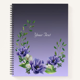 Aquarell-Lila-Blumen-Notizbuch Notizbuch