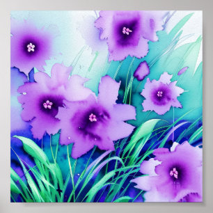 Aquarell lila Blumen Poster