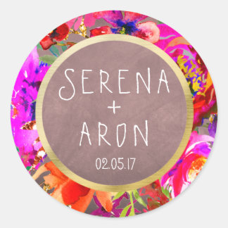 Aquarell lila Blumenaufkleber Runder Aufkleber