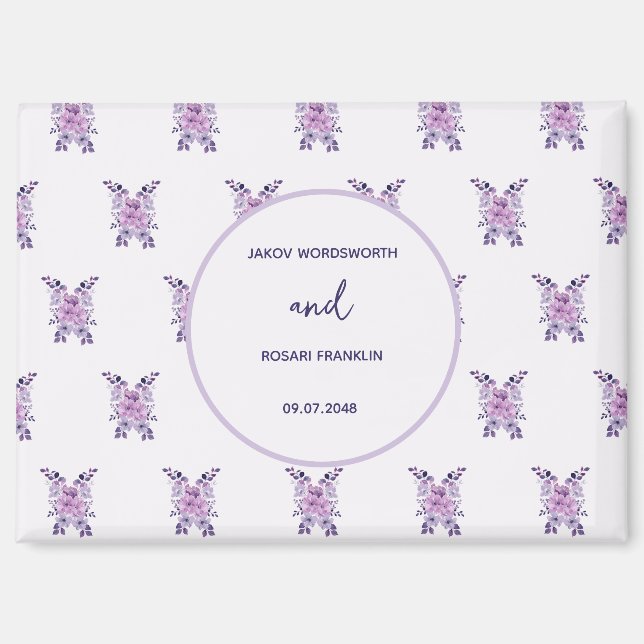 Aquarell lila Blumenstrauß Magnet (Vorderseite)