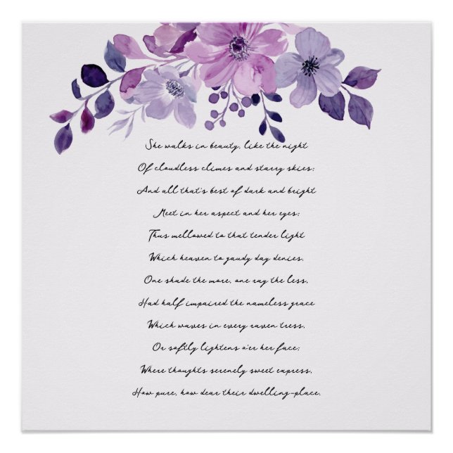 Aquarell lila Blumenstrauß  Poster (Vorderseite)