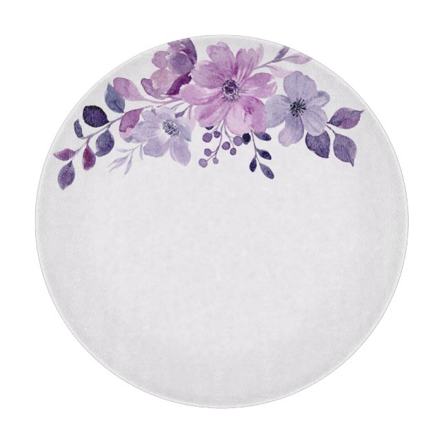 Aquarell lila Blumenstrauß  Schneidebrett (Vorderseite)