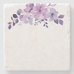 Aquarell lila Blumenstrauß Steinuntersetzer