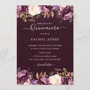 Aquarell-Lila-Blüten-Quinceanera-Einladung Einladung