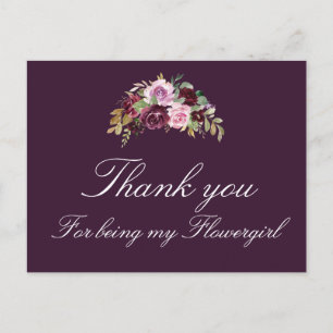 Aquarell lila Blütenblütenmädchen danke Karte