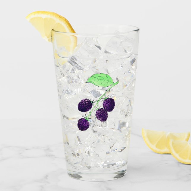 Aquarell Lila Brombeere Botanisch Glas (Vorderseite Ice)