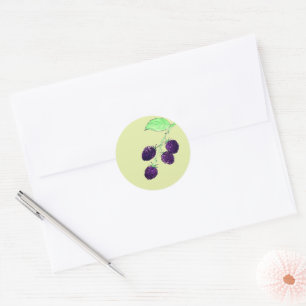 Aquarell Lila Brombeere Botanisch Runder Aufkleber