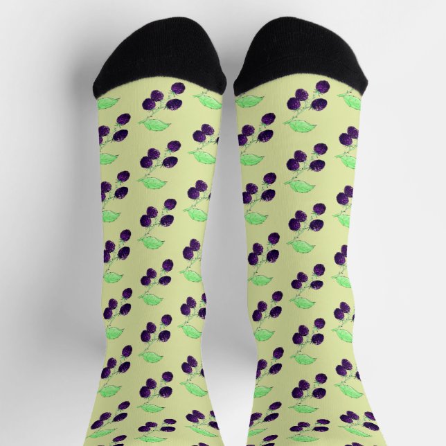 Aquarell Lila Brombeere Botanisch Socken (Oben)