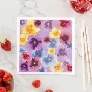 Aquarell-Lila-Flora-Muster Boho-Gartenparty Serviette