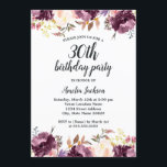 Aquarell Lila Floral Bloom 30. Geburtstag Party Einladung<br><div class="desc">hübscher Floral Geburtstag Einladungen im Little Bayleigh Store!</div>