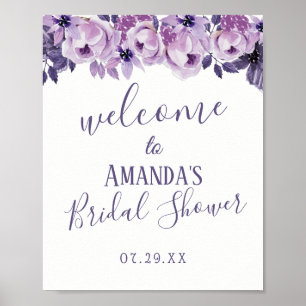 Aquarell Lila florales Brautparty Willkommen Poster