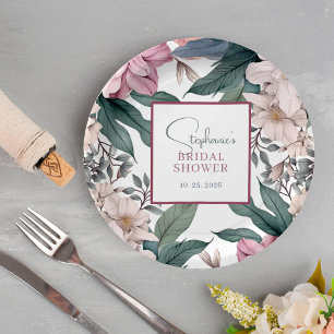 Aquarell-Lila-Garten-Blumen-Braut-Party Pappteller