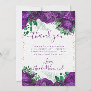 Aquarell Lila Glam Rosen Blumen Geburtstag Dankeskarte
