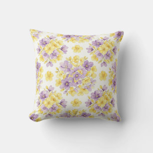 Aquarell Lila Gold Floral Pastell Blumen Kissen