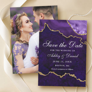 Aquarell Lila Gold Marmor Achat Geode Foto Save The Date