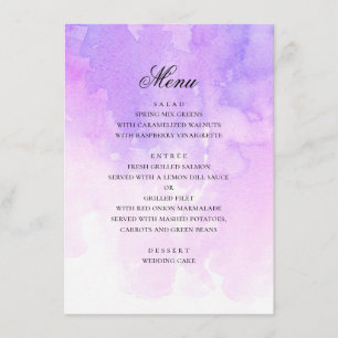 Aquarell-lila Hochzeit. Romantisches Lavendel Menükarte