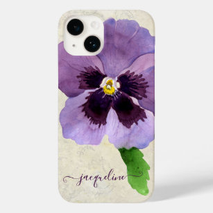 Aquarell Lila Hübsch Pansy Floral Personalisiert Case-Mate iPhone 14 Hülle