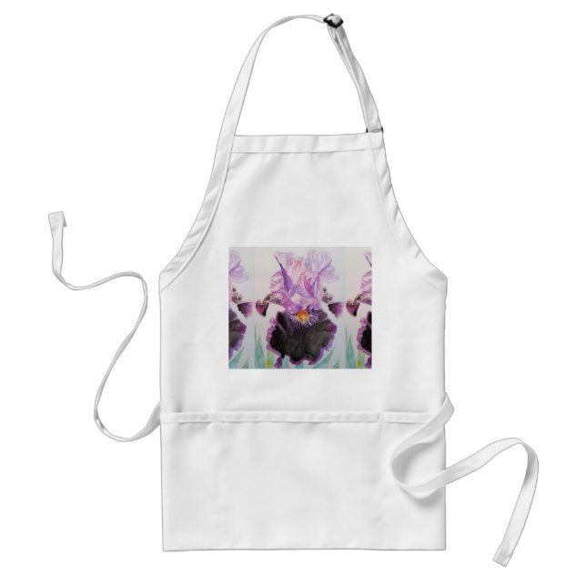 Aquarell Lila Iris Floral Küche Schürze (Vorne)