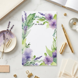 Aquarell Lila Lavendel Blumen Botanischer Rand Briefpapier