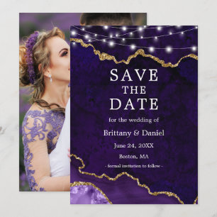 Aquarell-Lila-Marbel-Achat-Geoden-Lichter-Foto Save The Date