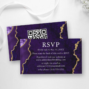 Aquarell-Lila-Marmor-Hochzeits-RSVP-QR-Rückseite Begleitkarte