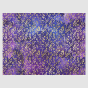 Aquarell-Lila-Muster mit goldenen Blättern Seidenpapier
