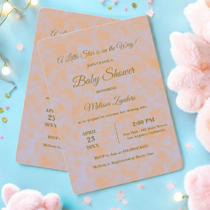 Aquarell Lila & Orange Babydusche Einladung