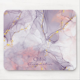 Aquarell Lila Rosa Alkohol Tinte Gold Glitzer C Mousepad