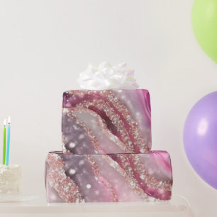 Aquarell-Lila-Rosa-Glitter-Achat-Alkohol-Tinte Geschenkpapier