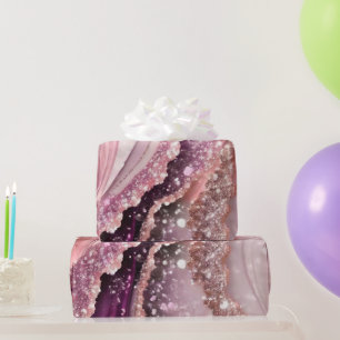 Aquarell-Lila-Rosa-Glitter-Achat-Alkohol-Tinte Geschenkpapier
