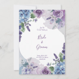 Aquarell Lila Rose Blaue Hortensie Lavendel Kranz Einladung