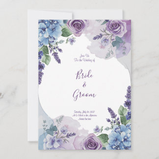Aquarell Lila Rose Blaue Hortensie Lavendel Kranz Einladung