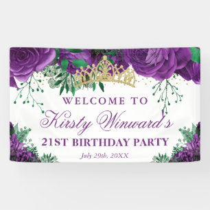 Aquarell Lila Rosen Geburtstags Willkommen Banner