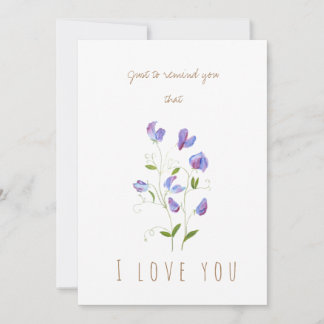 Aquarell lila Schwitzerbsen Blume Grußkarte Einladung